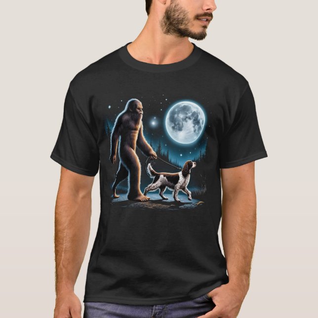 Bigfoot Sasquatch English Springer Spaniel T-Shirt (Front)