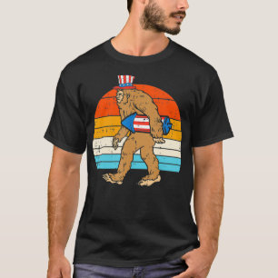 Bigfoot Sasquatch Firecracker American USA Funny 4 T-Shirt