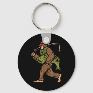 Bigfoot Sasquatch Fishing Funny Fisherman Men Wome Keychain