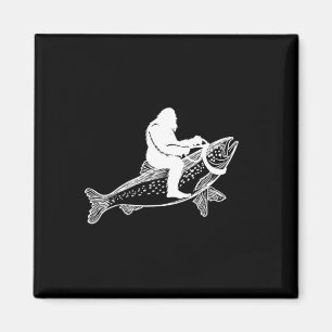 Bigfoot Sasquatch Fly Fishing Trout Fisherman Vint Magnet