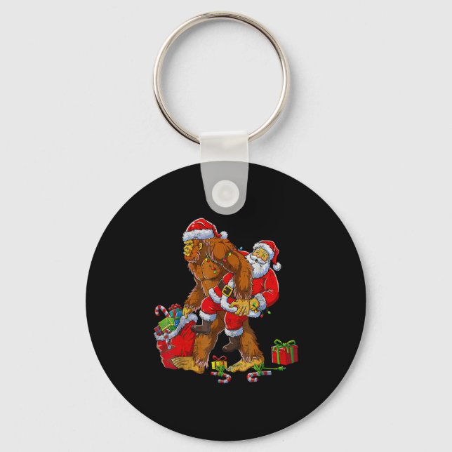 Bigfoot Sasquatch For Men Grandpa Boys Kids Christ Keychain (Front)