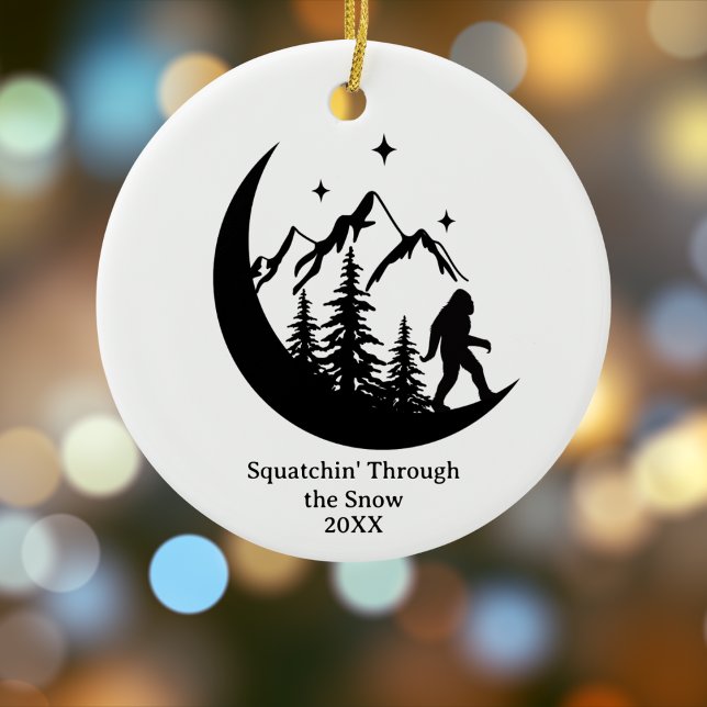 BigFoot Sasquatch Funny Outdoors Nature Custom Ceramic Ornament (Creator Uploaded)