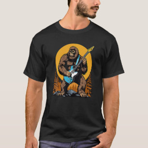 Bigfoot Sasquatch Funny Rock Electric Guitar Music T-Shirt
