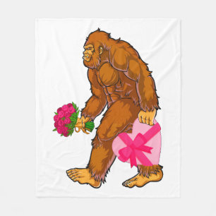 Bigfoot Sasquatch Funny Valentines Day Love Fleece Blanket