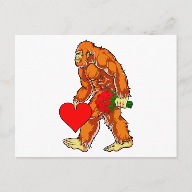 Bigfoot Sasquatch Funny Valentines Day Love Postcard (Front)