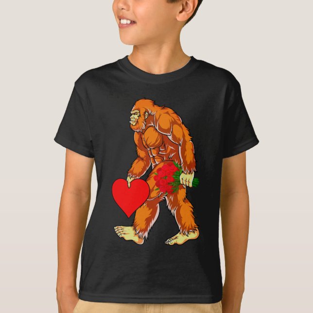 Bigfoot Sasquatch Funny Valentines Day Love T-Shirt (Front)