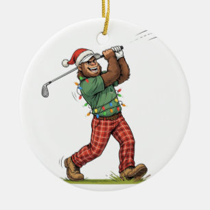 Bigfoot Sasquatch Golf Christmas 2026 Holiday   Ceramic Ornament