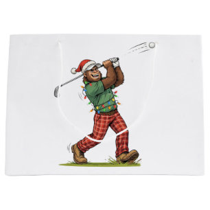 Bigfoot Sasquatch Golf Christmas 2026 Holiday Large Gift Bag