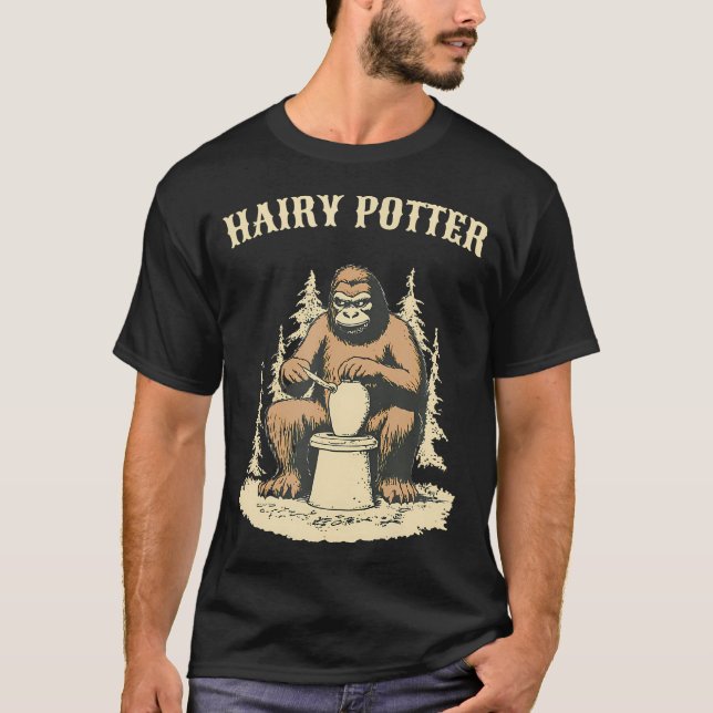 Bigfoot Sasquatch Hairy Potter Funny Pottery Ceram T-Shirt (Front)