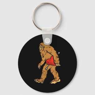 Bigfoot Sasquatch Heart With Arrow Funny Valentine Keychain