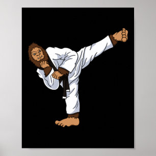 Bigfoot Sasquatch Karate Taekwondo Kickboxing Kara Poster