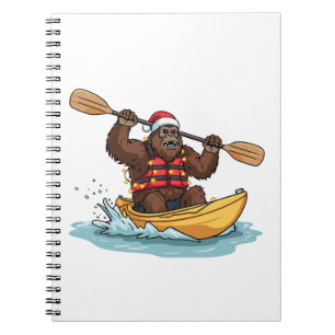 Bigfoot Sasquatch Kayaking Christmas Water Sport Notebook