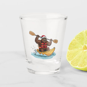 Bigfoot Sasquatch Kayaking Christmas Water Sport  Shot Glass