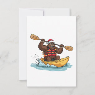 Bigfoot Sasquatch Kayaking Christmas Water Sport  Thank You Card