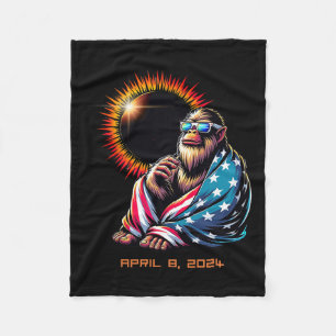 Bigfoot Sasquatch Lovers Total Solar Eclipse 2024 Fleece Blanket