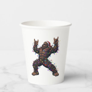 Bigfoot Sasquatch Merry Metal Christmas Rock Paper Cups