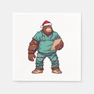 Bigfoot Sasquatch Nurse Christmas Healthcare Napkin