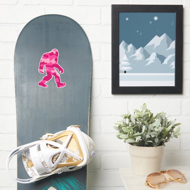 Bigfoot Sasquatch Pink Camo  Sticker (Snowboard)