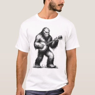 Bigfoot Sasquatch Playing Banjo Banjoist Banjo T-Shirt