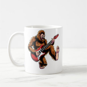 Bigfoot Sasquatch Playing Electric Guitar Rock Ro Coffee Mug