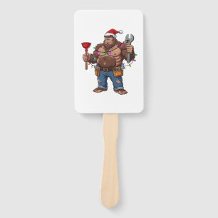 Bigfoot Sasquatch Plumber Christmas 2026 Holiday Hand Fan