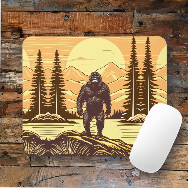 Bigfoot Sasquatch Retro Art Mouse Pad (Creator Uploaded)