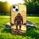 Bigfoot Sasquatch Retro Art Personalized Samsung Galaxy Case<br><div class="desc">Retro Bigfoot or Sasquatch standing on a rock in front of  pine trees and a mountains sunset. Done in vintage colours orange,  yellow and brown.</div>