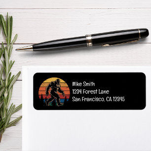 BigFoot Sasquatch Retro Sunset Forest Address 