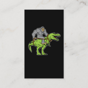 Bigfoot Sasquatch Riding Dinosaur T rex Business Card