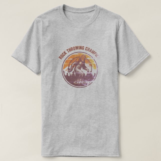 bigfoot sasquatch rock throwing champion T-Shirt (Design Front)