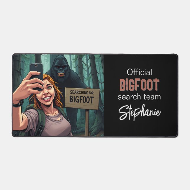 Bigfoot Sasquatch Selfie Desk Mat (Front)