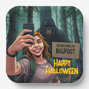 Bigfoot Sasquatch Selfie Paper Plate