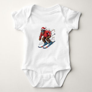 Bigfoot Sasquatch Skiing Christmas 2026 Holiday   Baby Bodysuit