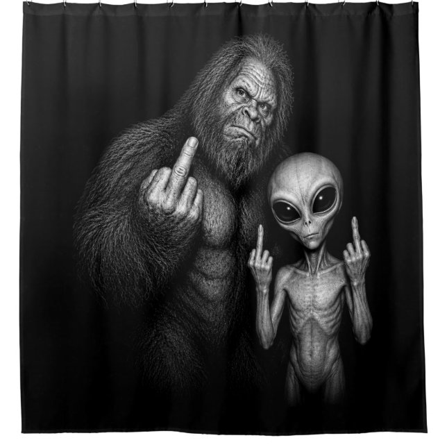 Bigfoot Sasquatch Space Alien Middle Finger (Front)