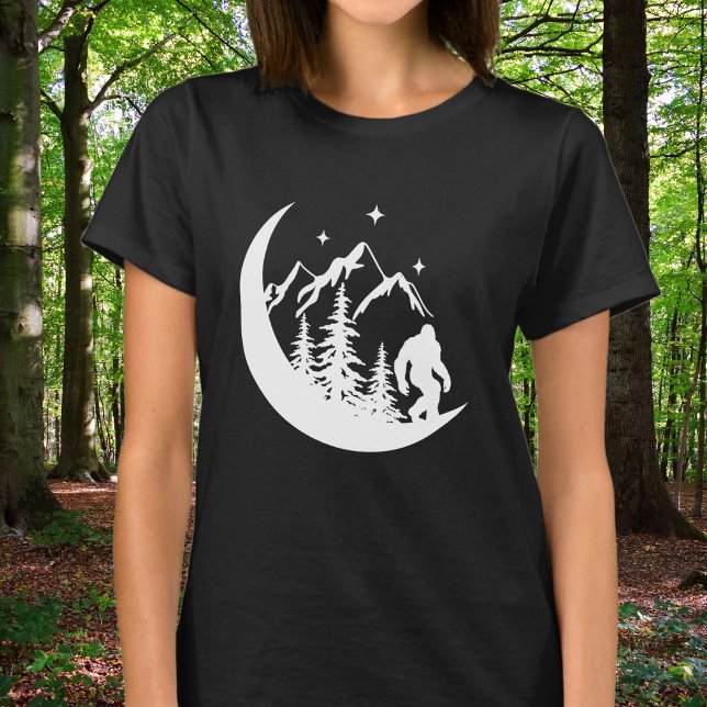 BigFoot Sasquatch Squatchy Forest Mountains Moon T-Shirt (Creator Uploaded)