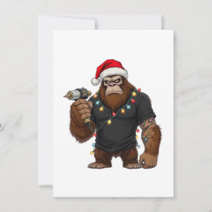 Bigfoot Sasquatch Tattoo Artist Christmas Thank You Card