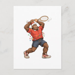 Bigfoot Sasquatch Tennis Christmas 2026 Holiday Postcard