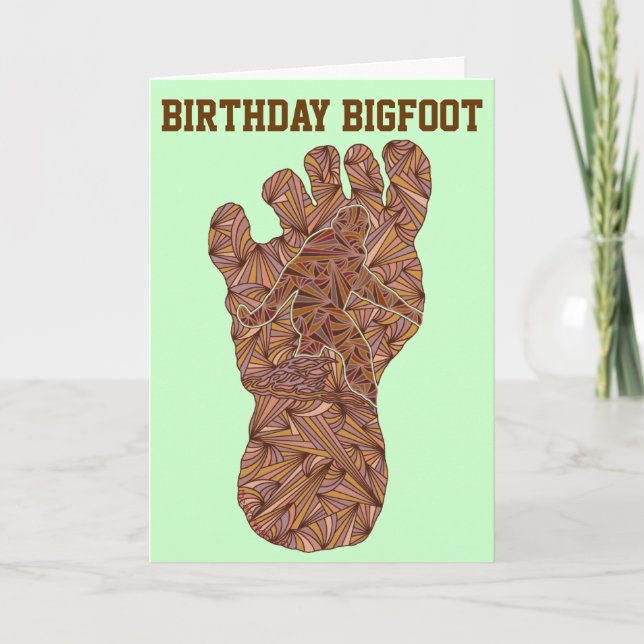 Bigfoot Sasquatch Track Funny Birthday Bigfoot Card (Front)
