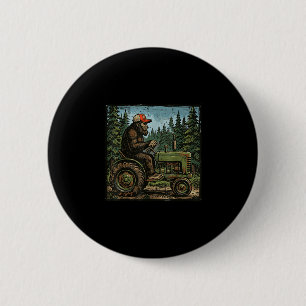 Bigfoot sasquatch tractor funny farm farmer men 2 inch round button