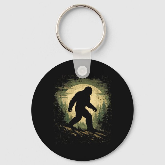 Bigfoot Sasquatch Vintage Forest Cryptid Believer Keychain (Front)