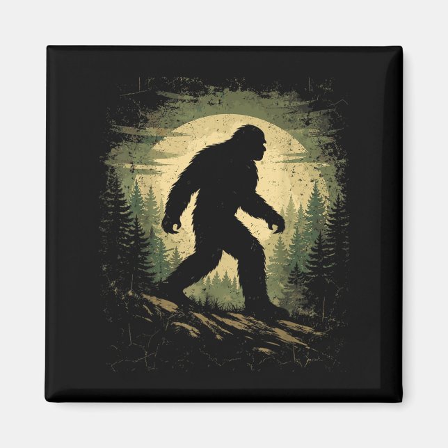 Bigfoot Sasquatch Vintage Forest Cryptid Believer Magnet (Front)