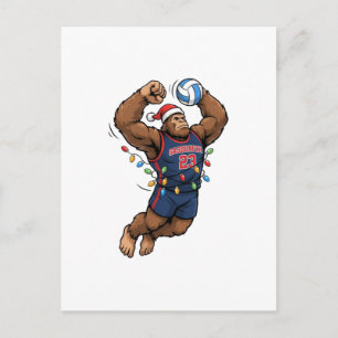 Bigfoot Sasquatch Volleyball Christmas Sport Holiday Postcard