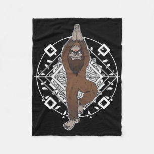 Bigfoot Sasquatch Yeti Yoga Meditation Funny Gift Fleece Blanket