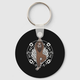 Bigfoot Sasquatch Yeti Yoga Meditation Funny Gift Keychain