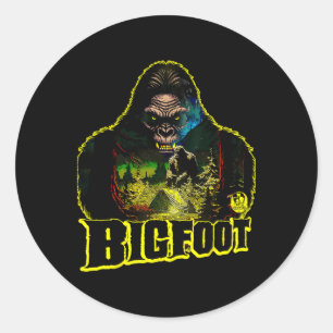 Bigfoot Scary Camping Forest Woods Sasquatch Tent  Classic Round Sticker