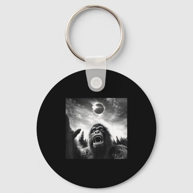 Bigfoot Selfie Total Solar Eclipse Keychain (Front)