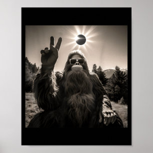 Bigfoot Selfie Wearing Solar Eclipse 2024 Gles Fun Poster