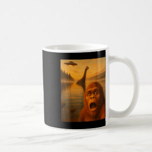 Bigfoot Selfie With Loch Ness Ufo Alien Gifts Men Coffee Mug