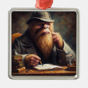 Bigfoot Sherlock Holmes Metal Ornament