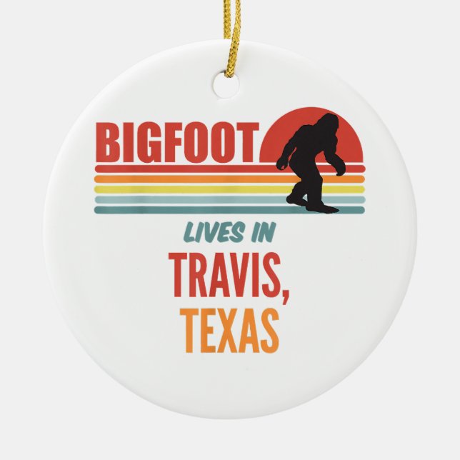 Bigfoot Sighting In Travis Texas  Ceramic Ornament (Front)